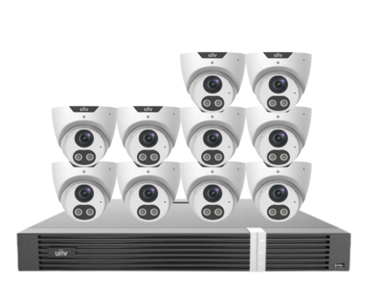 Uniview x16 CCTV Kit with 5MP Triguard Eyeball Cameras + 16CH AI NVR + HDD IPC3615SB-ADF28KMC-I0 /  NVR302-16E2-P16-IQ