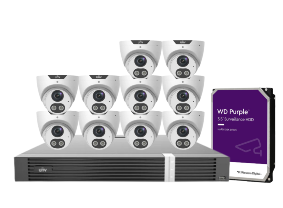 Uniview x16 CCTV Kit with 5MP Triguard Eyeball Cameras + 16CH AI NVR + HDD IPC3615SB-ADF28KMC-I0 /  NVR302-16E2-P16-IQ