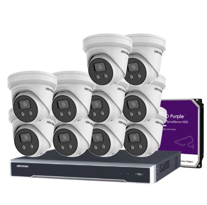 Hikvision 16-Camera 6MP CCTV Kit with 16-Channel 8K NVR | DS-2CD2366G2-I(U) + HIK-7616NI-M2/16P + HDD | AcuSense AI, DarkFighter, PoE, IP67 Outdoor Audio Cameras