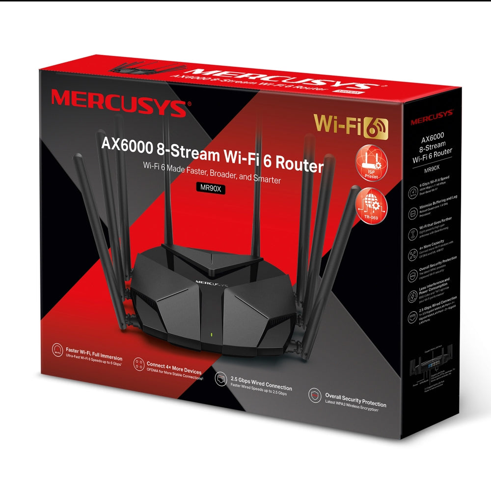 MERCUSYS MR90X AX6000 WiFi 6 Router | 8-Stream, 2.5G Multi-Gig Port, 6000 Mbps Speed, WPA3, OFDMA, Beamforming