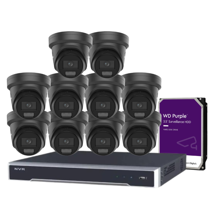 Hikvision 16-Channel 6MP CCTV Kit with ColorVu Smart Cameras, 8K PoE NVR, Hybrid Light, Audio & Alarm – White/Black (DS-2CD2367G3-LIS2UY/SL-2)