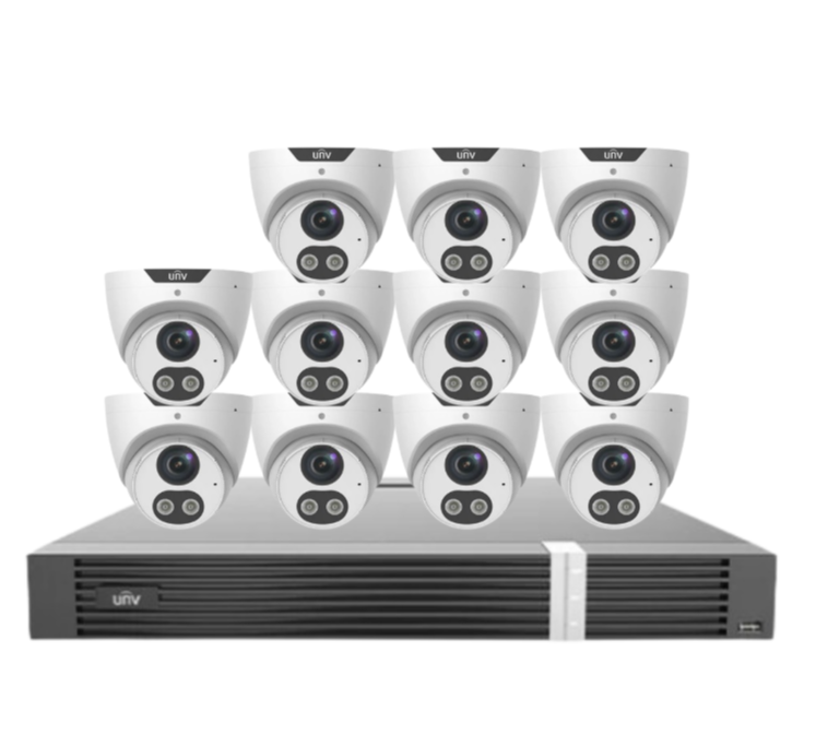Uniview x16 CCTV Kit with 5MP Triguard Eyeball Cameras + 16CH AI NVR + HDD IPC3615SB-ADF28KMC-I0 /  NVR302-16E2-P16-IQ