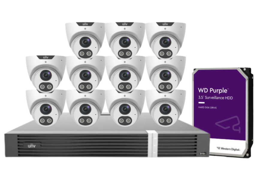 Uniview x16 CCTV Kit with 5MP Triguard Eyeball Cameras + 16CH AI NVR + HDD IPC3615SB-ADF28KMC-I0 /  NVR302-16E2-P16-IQ