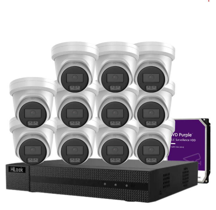 HiLook IPC-T581H-MU 4K Hi-Color CCTV Kit with 16-Channel PoE NVR + HDD | Up to 16 Cameras | SKU: IPC-T581H-MU-16KIT