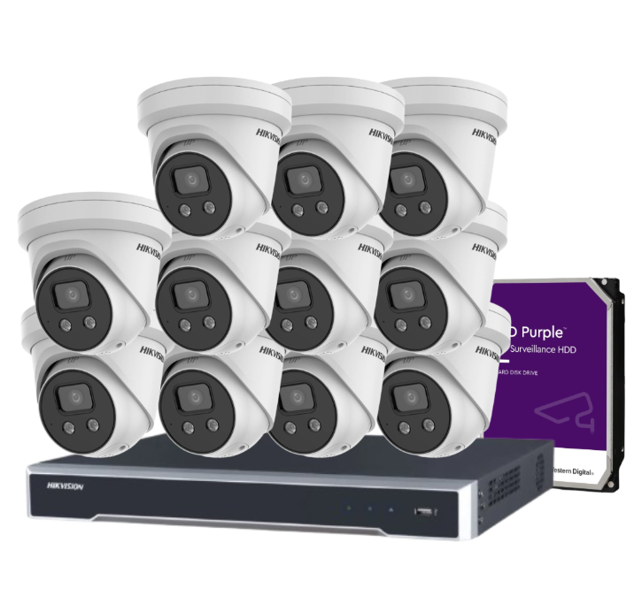 Hikvision 16-Camera 6MP CCTV Kit with 16-Channel 8K NVR | DS-2CD2366G2-I(U) + HIK-7616NI-M2/16P + HDD | AcuSense AI, DarkFighter, PoE, IP67 Outdoor Audio Cameras