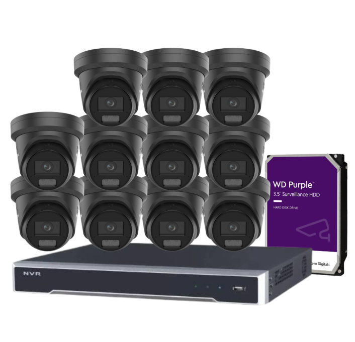 Hikvision 16-Channel 6MP CCTV Kit with ColorVu Smart Cameras, 8K PoE NVR, Hybrid Light, Audio & Alarm – White/Black (DS-2CD2367G3-LIS2UY/SL-2)