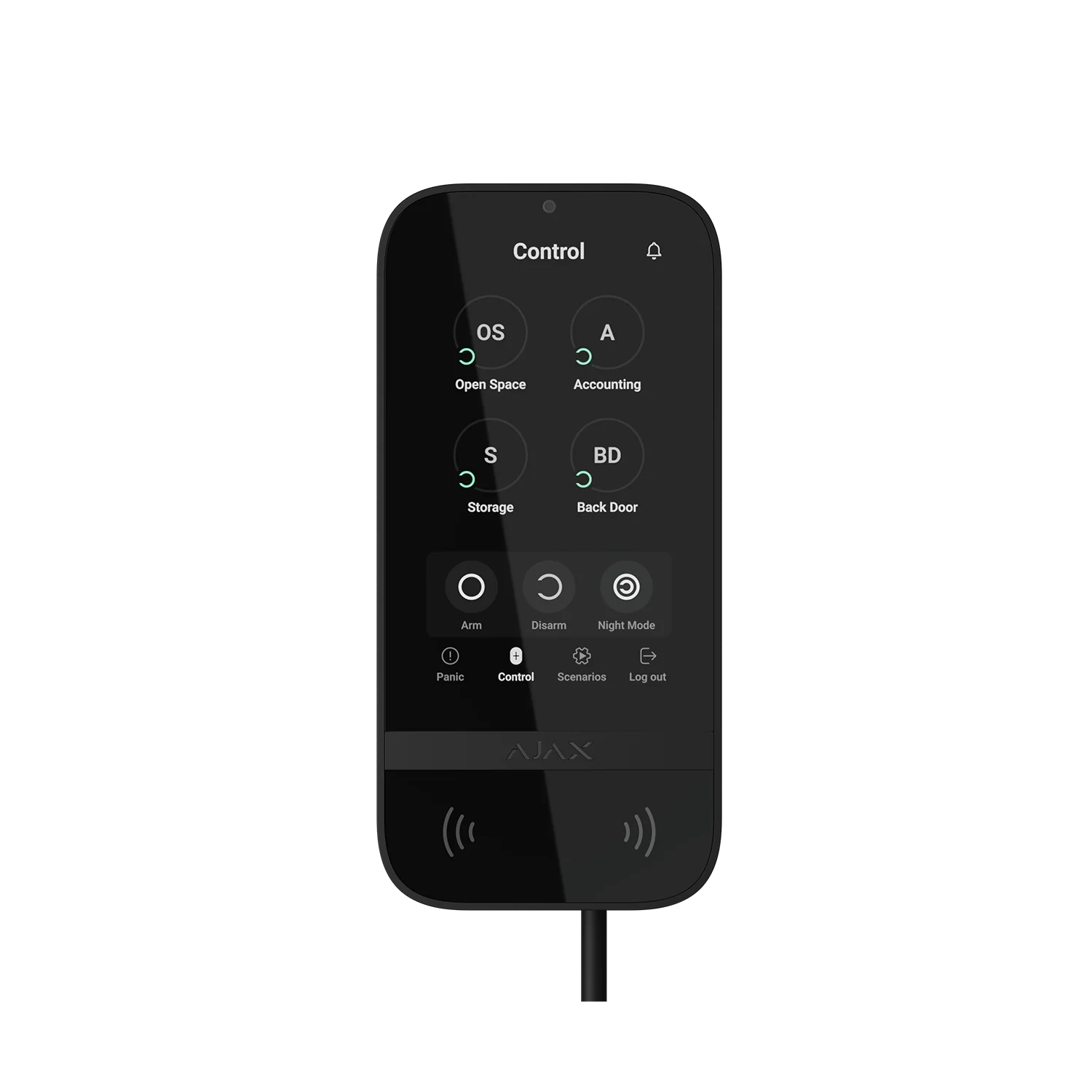 AJAX#81718 Ajax Superior KeyPad TouchScreen Fibra Wired Touchscreen Keypad with Contactless Access – White / Black