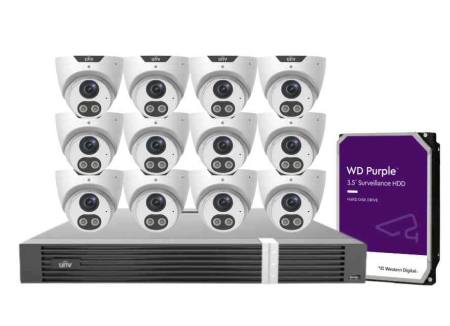 Uniview x16 CCTV Kit with 5MP Triguard Eyeball Cameras + 16CH AI NVR + HDD IPC3615SB-ADF28KMC-I0 /  NVR302-16E2-P16-IQ