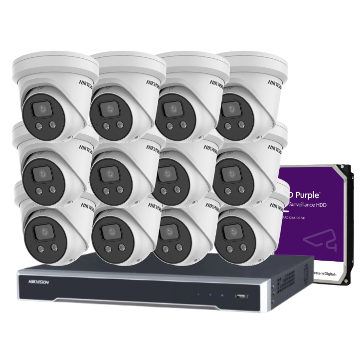 Hikvision 16-Camera 6MP CCTV Kit with 16-Channel 8K NVR | DS-2CD2366G2-I(U) + HIK-7616NI-M2/16P + HDD | AcuSense AI, DarkFighter, PoE, IP67 Outdoor Audio Cameras
