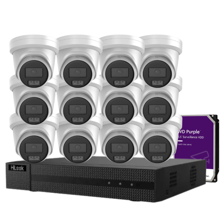 HiLook IPC-T581H-MU 4K Hi-Color CCTV Kit with 16-Channel PoE NVR + HDD | Up to 16 Cameras | SKU: IPC-T581H-MU-16KIT