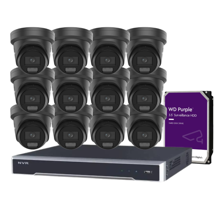 Hikvision 16-Channel 6MP CCTV Kit with ColorVu Smart Cameras, 8K PoE NVR, Hybrid Light, Audio & Alarm – White/Black (DS-2CD2367G3-LIS2UY/SL-2)