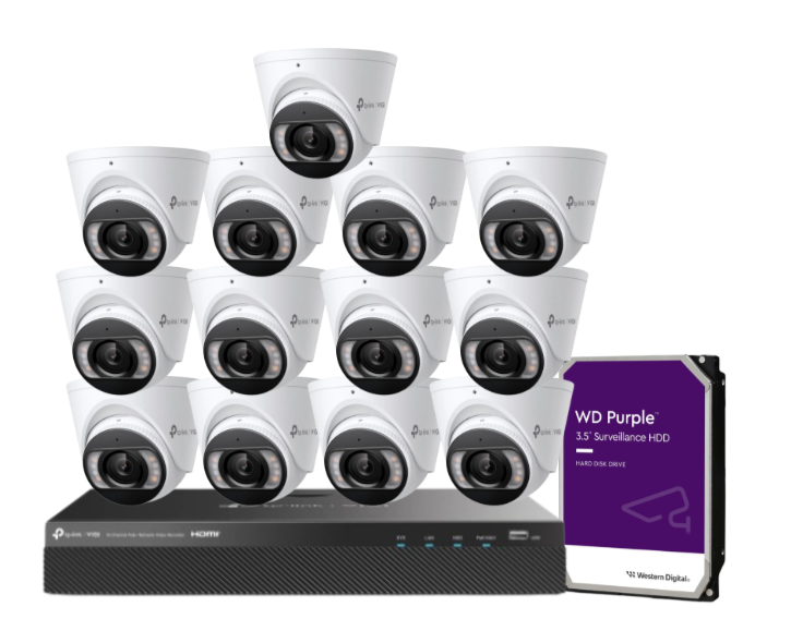 TP-Link VIGI C445 4MP Professional-UP TO-16-Camera 4MP Full-Colour Surveillance Kit with 16-Channel PoE+ NVR & HDD – AI Smart Detection, IP67 Outdoor Ready