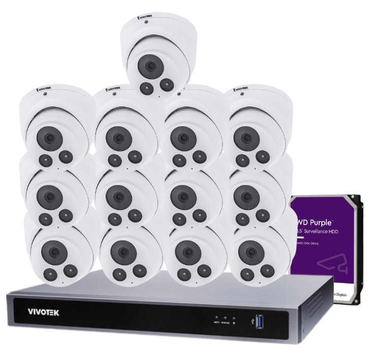 Vivotek IT9380-H 5MP CCTV Kit with 16 Cameras + 16-Channel NVR & HDD – AI-Powered, Professional-Grade Surveillance System