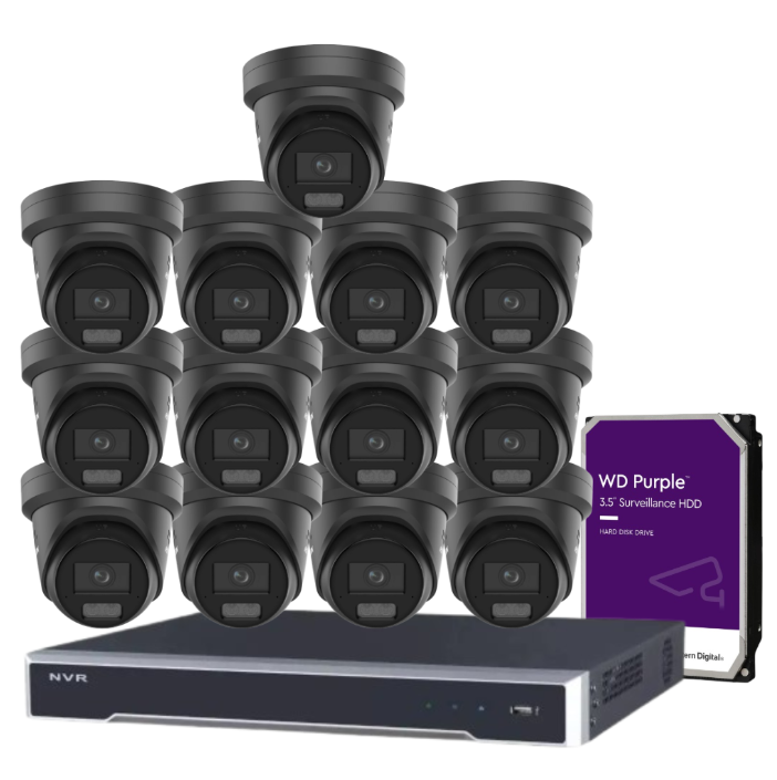 Hikvision 16-Channel 6MP CCTV Kit with ColorVu Smart Cameras, 8K PoE NVR, Hybrid Light, Audio & Alarm – White/Black (DS-2CD2367G3-LIS2UY/SL-2)