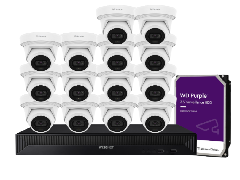 Hanwha Vision x16 8MP AI Dual Light CCTV Kit – 16 Cameras with 16CH NVR & HDD HV-QNE-C9013RL