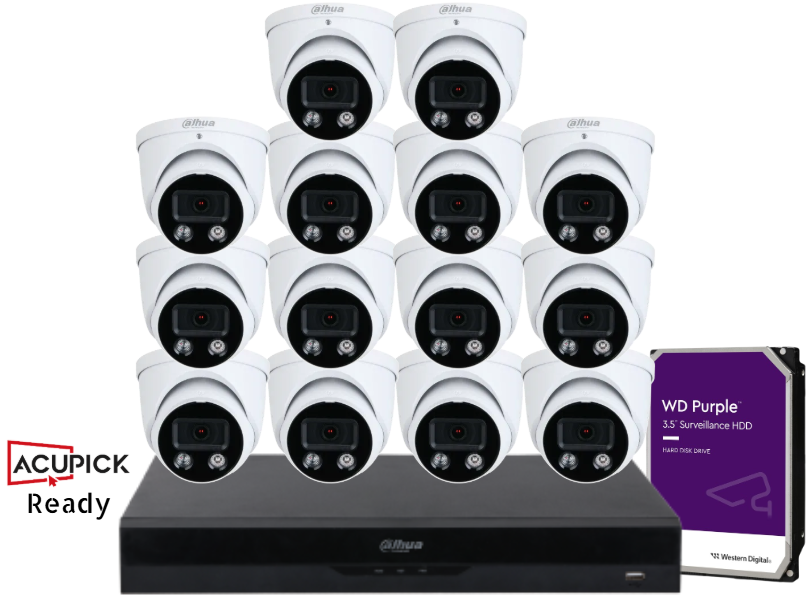 Dahua 6MP TiOC 3.0 AI AcuPick CCTV Kit – 16 Channel NVR upto x4 - x16 Cameras + HDD – Full-Color, Active Deterrence – SKU: DH-IPC-HDW3649H-AS-PV-ANZ-S2