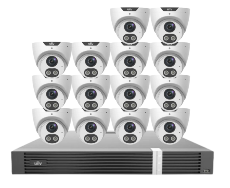 Uniview x16 CCTV Kit with 5MP Triguard Eyeball Cameras + 16CH AI NVR + HDD IPC3615SB-ADF28KMC-I0 /  NVR302-16E2-P16-IQ