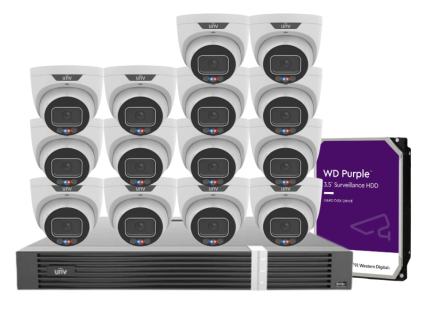 Uniview 8MP CCTV Kit – Up to 16 Cameras with 16-Channel AI NVR and HDD (8MP Triguard Series)