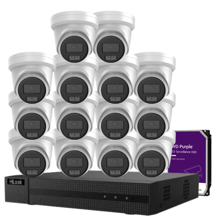 HiLook IPC-T581H-MU 4K Hi-Color CCTV Kit with 16-Channel PoE NVR + HDD | Up to 16 Cameras | SKU: IPC-T581H-MU-16KIT