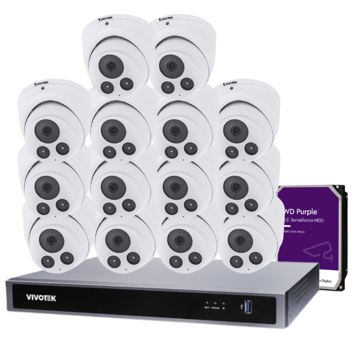 Vivotek IT9380-H 5MP CCTV Kit with 16 Cameras + 16-Channel NVR & HDD – AI-Powered, Professional-Grade Surveillance System