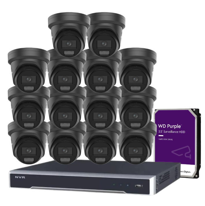Hikvision 16-Channel 6MP CCTV Kit with ColorVu Smart Cameras, 8K PoE NVR, Hybrid Light, Audio & Alarm – White/Black (DS-2CD2367G3-LIS2UY/SL-2)
