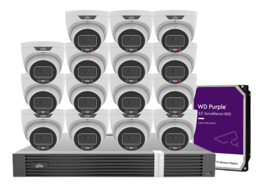 Uniview 8MP CCTV Kit – Up to 16 Cameras with 16-Channel AI NVR and HDD (8MP Triguard Series)