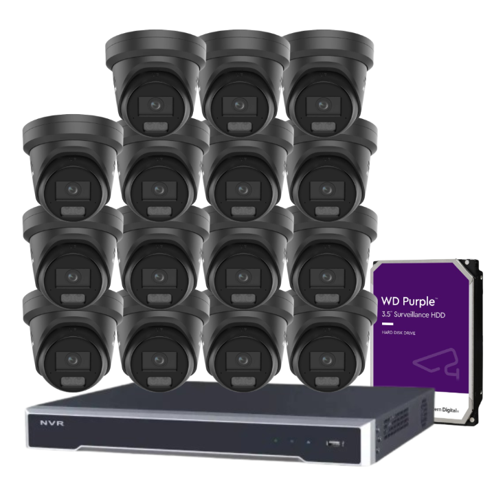 Hikvision 16-Channel 6MP CCTV Kit with ColorVu Smart Cameras, 8K PoE NVR, Hybrid Light, Audio & Alarm – White/Black (DS-2CD2367G3-LIS2UY/SL-2)