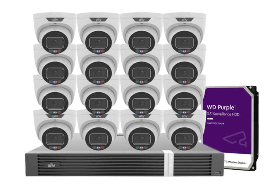 Uniview 8MP CCTV Kit – Up to 16 Cameras with 16-Channel AI NVR and HDD (8MP Triguard Series)