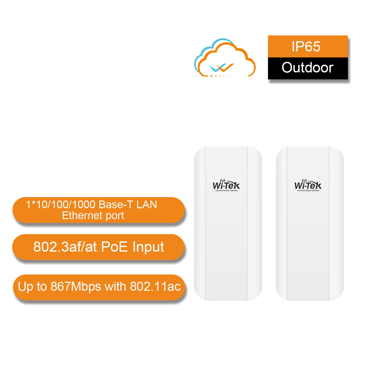 Wi-Tek (WI-CPE800-KIT V2) 5KM Outdoor 867Mbps Wireless Point-to-Point CPE Kit