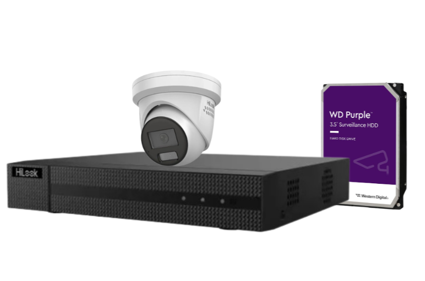 HiLook 4K CCTV Kit with 4CH NVR, Up to x4 8MP Smart Turret Cameras (IPC-T289H-MU/SL) + HDD – Hybrid Light, Audio Alarm, AI Detection, Outdoor-Ready