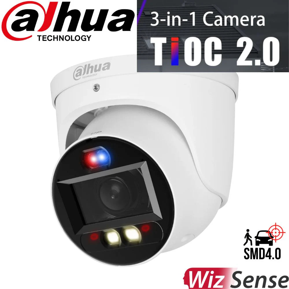 Dahua DH-IPC-HDW3649H-ZAS-PV-ANZ 6MP TIOC 2.0 Active Deterrence Turret Motorised CCTV IP Camera