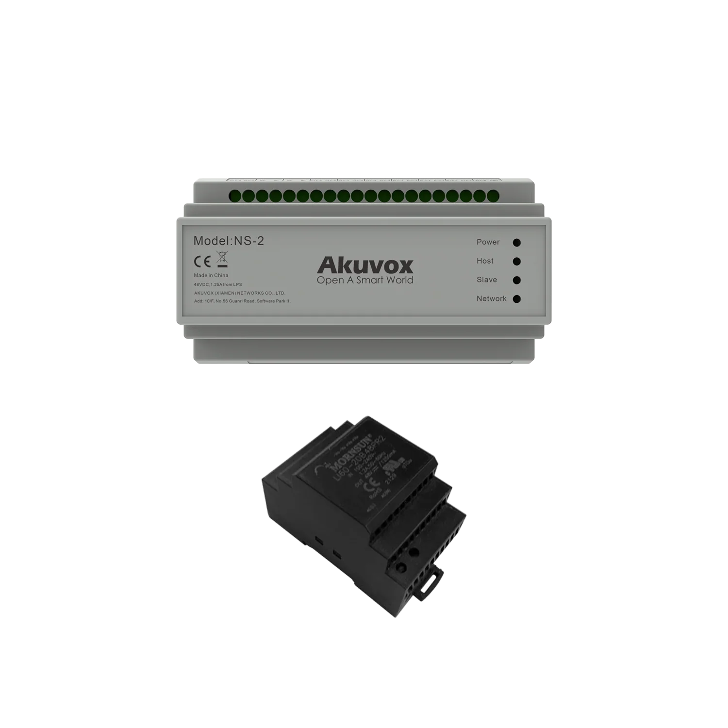 Akuvox NS-2 2-Wire IP Network Switch | Supports Up to 6 Devices, Long-Distance Transmission, Includes 48V Power Supply – Retrofit for Analog Intercom Systems