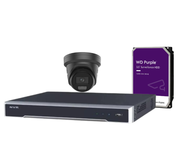 *NEW Hikvision 6MP ColorVu CCTV Kit with 4-Channel PoE NVR, Smart Hybrid Light Cameras, Audio & Strobe Alarm (DS-2CD2367G3-LIS2UY/SL-2) – White/Black