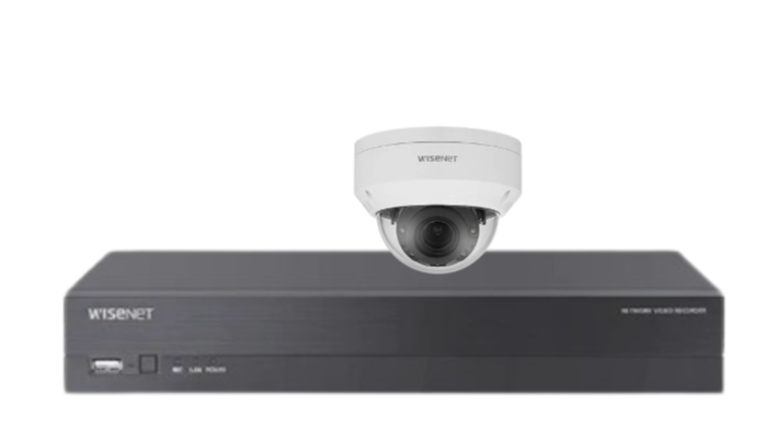 Wisenet Hanwha x4 Camera CCTV Kit with 4 Channel 8MP NVR A series, 4MP Vandal Dome Cameras + HDD – CT-ANV-L7012R / CT-ARN-410S
