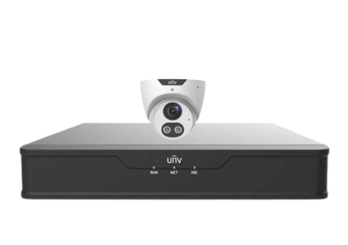 Uniview 5MP x4 CCTV Kit with 4CH PoE NVR + HDD – Smart Triguard Cameras with Audible & Light Alarm, AI Detection, IP67, Corridor Mode UNVIPC3615SB-ADF28KMC-I0