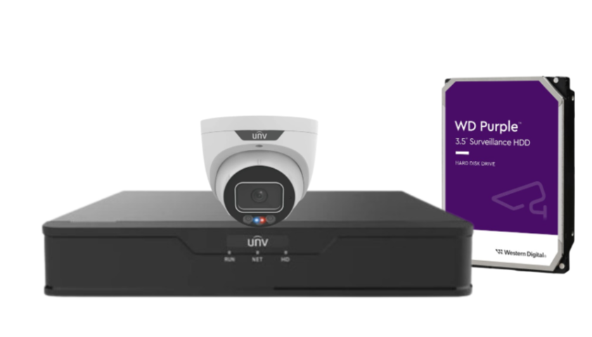 Uniview 8MP CCTV Kit – Up to x4 Cameras with 4-Channel NVR and HDD (8MP Triguard Series) IPC3638SS-ADF28KMC-I1