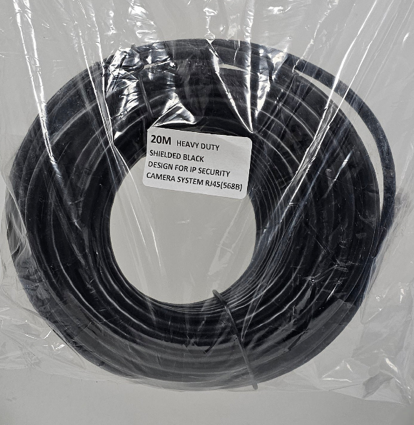 CCTV Cable 20m Shielded, black, heavy duty for IP Cameras