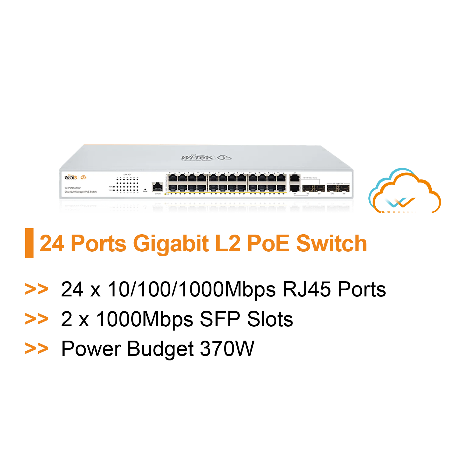 Wi-Tek WI-PCMS328GF V2 Giga Cloud Managed 24-Port PoE Switch