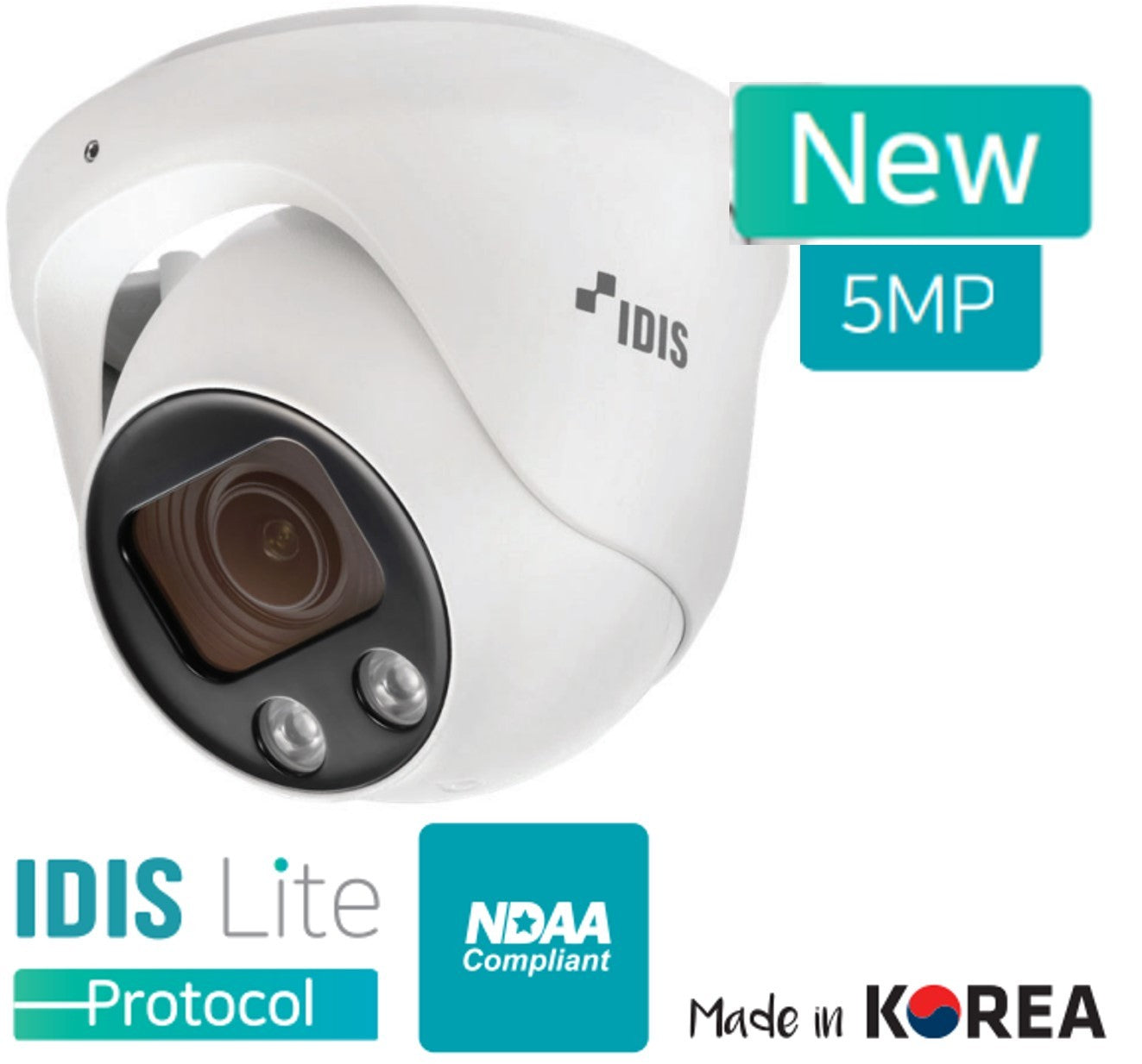 IDIS DC-D2531WER – 5MP Outdoor IR Turret Camera, 2.7–13.5mm Motorized Zoom, PoE, NDAA Compliant, IP67, IK10 – Promo Price Until 31-12-2025