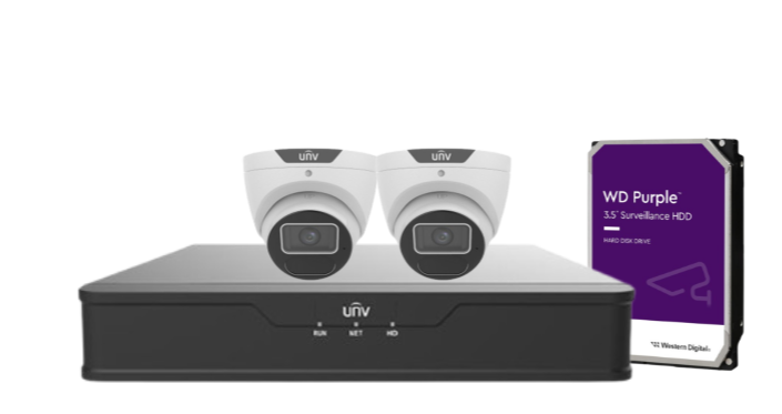 Uniview AcuTrack 6MP AI CCTV Kit with 4x UNI6 PRIME-II Turret Cameras, 4-Channel PoE NVR, LightHunter IR 40m Night Vision, People Counting & HDD - IPC3616SS-ADF28K-I1