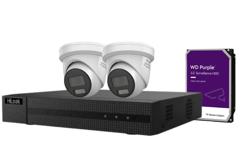HiLook 4K CCTV Kit with 4CH NVR, Up to x4 8MP Smart Turret Cameras (IPC-T289H-MU/SL) + HDD – Hybrid Light, Audio Alarm, AI Detection, Outdoor-Ready