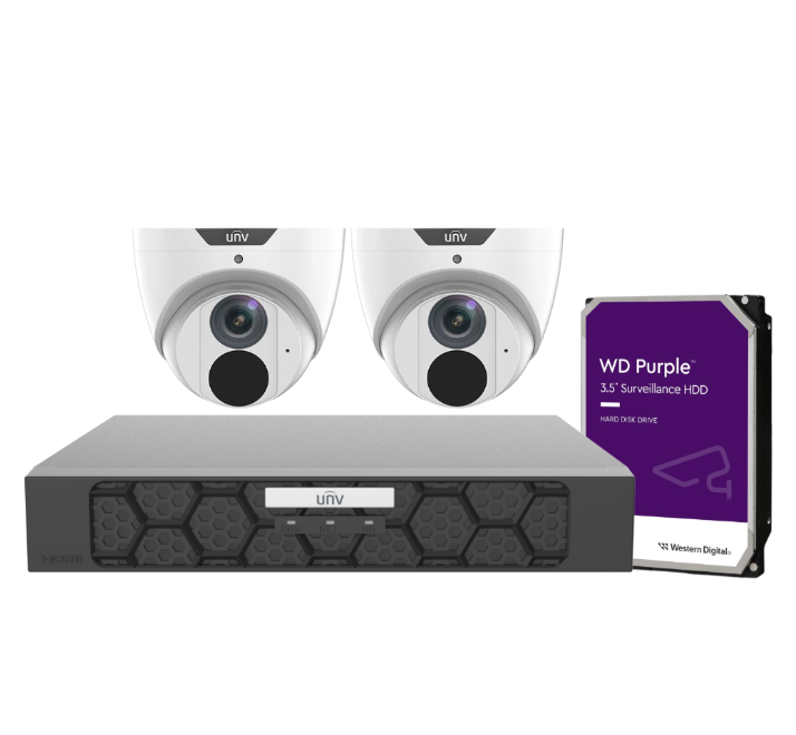 Uniview 4× IPC3618LE‑ADF28K‑GM 8MP Cameras + NVR501‑04B‑P4 4-Channel 4K PoE Recorder with HDD – Premium Surveillance Kit for Australia