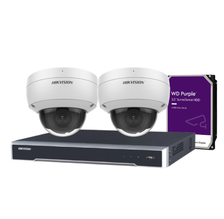 Hikvision 6MP AcuSense CCTV Kit with 4-Channel PoE NVR | DS-2CD2166G2-ISU Cameras + DS-7604NI-M1/4P Recorder + HDD | IP67 IK10 Rated | DarkFighter Night Vision