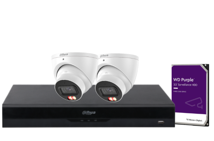 Dahua 4-Camera 6MP CCTV Kit with 4-Channel PoE AI NVR, IPC-HDW3667EM-S-IL-ANZ WizSense Network Cameras + HDD | Complete Surveillance Solution