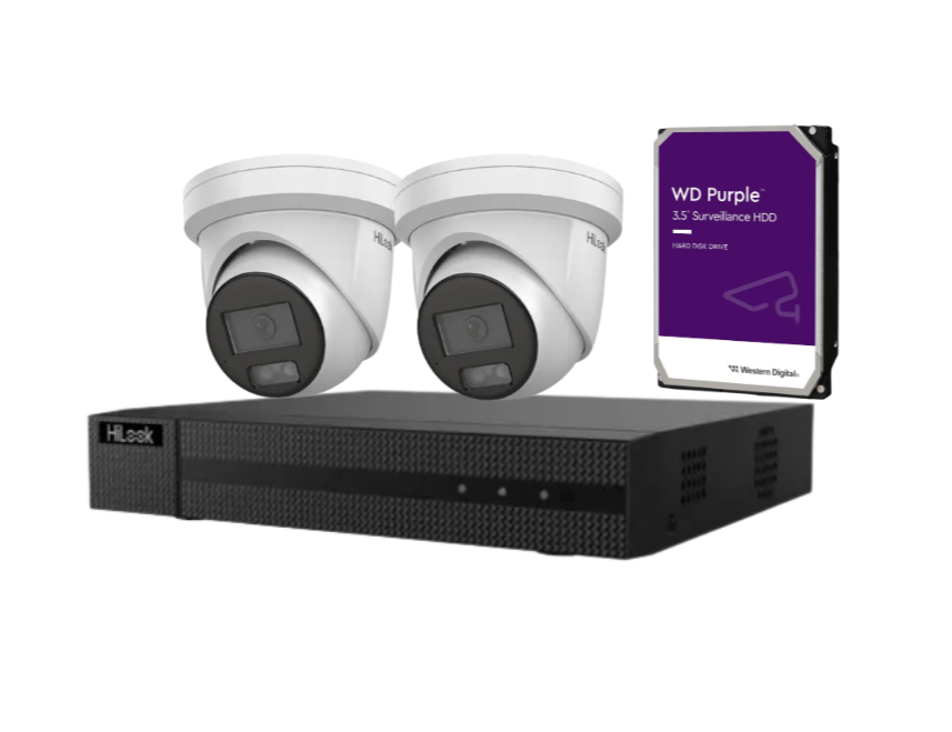 HiLook up-to 4x 6MP AI CCTV Kit with 4-Channel 4K PoE NVR and HDD – IPC-T361H-MU-AUS + HL-NVR-104MH-C/4P(B)