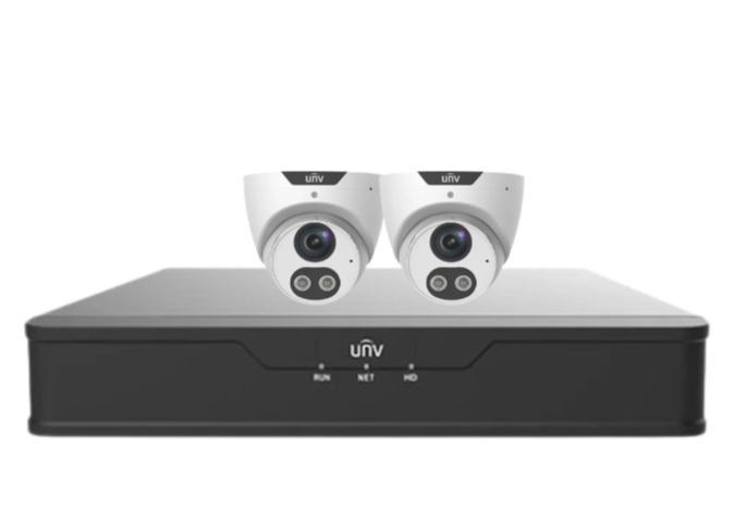 Uniview 5MP x4 CCTV Kit with 4CH PoE NVR + HDD – Smart Triguard Cameras with Audible & Light Alarm, AI Detection, IP67, Corridor Mode UNVIPC3615SB-ADF28KMC-I0