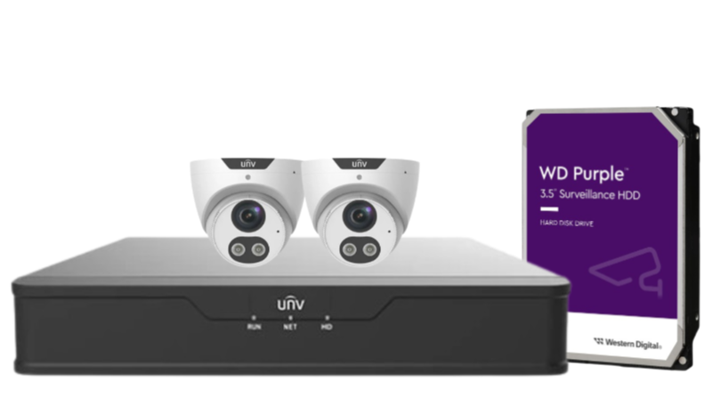 Uniview 5MP x4 CCTV Kit with 4CH PoE NVR + HDD – Smart Triguard Cameras with Audible & Light Alarm, AI Detection, IP67, Corridor Mode UNVIPC3615SB-ADF28KMC-I0