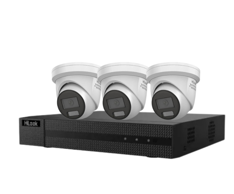 HiLook 4K CCTV Kit with 4CH NVR, Up to x4 8MP Smart Turret Cameras (IPC-T289H-MU/SL) + HDD – Hybrid Light, Audio Alarm, AI Detection, Outdoor-Ready