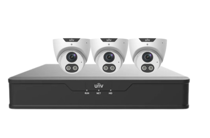 Uniview 5MP x4 CCTV Kit with 4CH PoE NVR + HDD – Smart Triguard Cameras with Audible & Light Alarm, AI Detection, IP67, Corridor Mode UNVIPC3615SB-ADF28KMC-I0