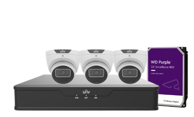 Uniview AcuTrack 6MP AI CCTV Kit with 4x UNI6 PRIME-II Turret Cameras, 4-Channel PoE NVR, LightHunter IR 40m Night Vision, People Counting & HDD - IPC3616SS-ADF28K-I1